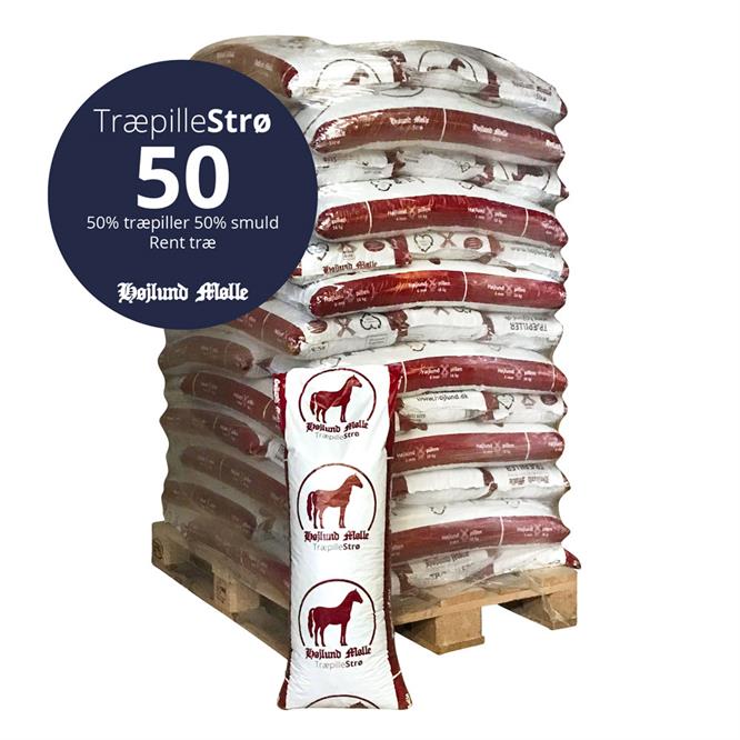 Højlund TræpilleStrø 50 i 16kg sække, 832kg pr. palle | Frit leveret