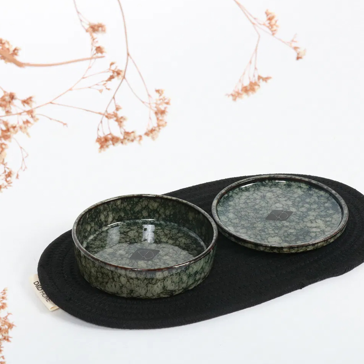 Jasper keramik hundeskaal green marble 01