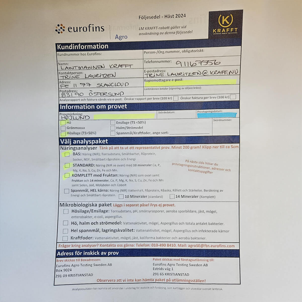 grovfoderanalyse hø komplet grovfoder 03 01